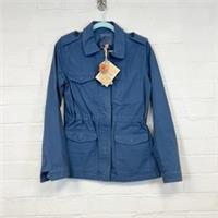 Fat Face Suffolk Jacket Indigo Blue Utility Zip Up Cotton Pockets UK Size 8 - 8 Regular