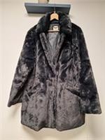 Fat Face Faux Fur Coat Felicity Blue Black Size 22 - 22 Regular