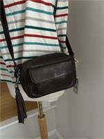 Fat Face Vienna Tassel Chocolate Leather Crossbody Handbag Rrp &pound;65.50 Bnwt