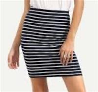 New!FATFACE Jersey Cotton Navy & White Striped Sailor Skirt Easy Wear UK10 - 10 Tall