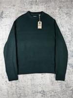 Fat Face Jumper Mens Large Green Fisherman Crew Neck Sweater Chunky Knit - L Regular