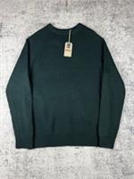 Fat Face Jumper Mens Large Green Fisherman Crew Neck Sweater Chunky Knit - L Regular