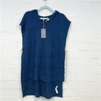 Fat Face Mawgan Poncho Knitted Cotton Jumper Navy Blue Hooded Size S - S Regular