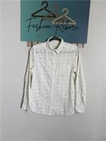 Ladies FatFace White Patterned Long Sleeve cotton Shirt UK12 NEW #1044 - 12 Regular