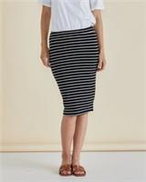 New!FATFACE Striped Sailor Skirt Elastic Waist Pull On Cotton Navy & White UK10 - 10 Tall