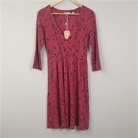 Fat Face Eadie Dress Womens UK 8 Red Floral Wrap Bodice A Line Casual Boho - 8 Regular