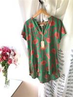 Fat Face Tunic Top Size 8 BNWT Green Floral Spring Summer - 8 Regular