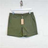 Fat Face Women's Padstow Chino Shorts Utility Khaki Green Cotton UK Size 10 - 10 Regular