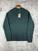 Fat Face Jumper Mens Medium Green Fisherman Crew Neck Sweater Chunky Knit NWT - L Regular