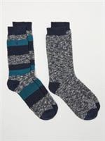 FatFace Mens Striped Hi Top Socks in Navy