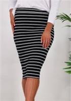 New FATFACE Skirt Pull On Sport Navy Strip MIDI Pencil Skirt Jersey Marine UK10 - 10 Tall