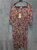 Fatface ladies b;ack/pink floral dress size 20 - 20 Regular