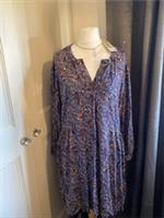 Fatface Anona Print Dress Ladies Uk 20R Ecovero Blue Butterfly Print NWT - 20 Regular