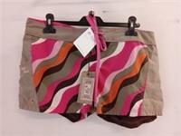 Fat Face board shorts New Tags UK 14 Brown multicoloured pink Psychedelic &pound;27.5 - 14 Regular