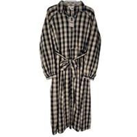 FatFace Midi Dress UK 14 Ally check shirt Beige Black collared boho RRP &pound;69 - 14 Regular