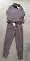 FATFACE SIZE 12 GREY VELOUR JOGGER LOUNGE SET TOP & BOTTOMS RRP &pound;70.50
