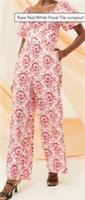 Fat Face Rose Floral Tile Jumpsuit Size 8
