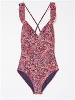 FatFace Womens Purple Nylon Paisley Swimsuit in Paisley