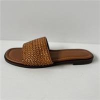 Fat Face Flat Sandals Textured Slide Leather Lined UK 6 EU 39 Tan Brown &pound;49.50