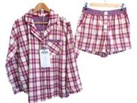 FatFace - Nightwear Set - Red Check Pyjama Shirt & Shorts - Cotton - Size S/M - M Regular