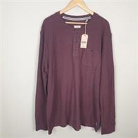 Fat Face Henley Top Mens 3XL Red Textured Knit Everyday Casual Grandad Collar - 3XL Regular