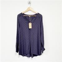 Fat Face Maggie Diamond Dot Longline Blouse Navy Blue UK 12 US 8 - 12 Regular