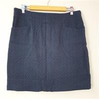 Fat Face Skirt Womens UK 14 Navy Blue Textured A Line Mini Pockets Smart Casual - 14 Regular
