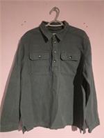 Fat Face Mens 1/4 Button Popover Green Ribbed Corduroy Oversized XL Overshirt - XL Regular