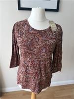Fat Face Penny Wild Paisley Blouse Top 3/4 Sleeve Brand New Size 10 RRP £35 - 10 Regular