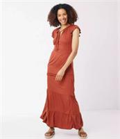 FAT FACE Suki Rust Orange Jersey Tiered Maxi Summer Dress size 12 40 Beach - 12 Regular