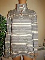 NEW Fat Face NAVY Eskdale Pattern Half neck button sweat shirt - 8 Regular