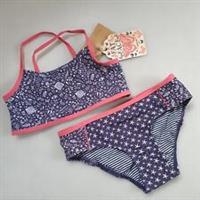 New Fat Face Girls Bikini Set Age 6-7 Sun Protection UPF 40 Floral Fish