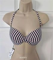 BNWT Fat Face Bikini Top Breton Plunge Size 12 Halterneck Moulded Cups - 12 Regular