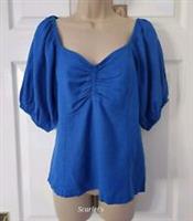 BNWT Fat Face Alice Top Cobalt Blue Size 10 Sweetheart Puff Sleeve Shirred Back - 10 Regular