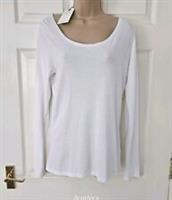 BNWT Fat Face Lilah Tee Top Size 10 White Long Sleeves Soft Feel Small Mark - 10 Regular