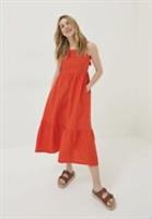 Fat Face Red Julien Linen Midi Dress 100% Linen - Size: 14R (£89rrp!!) - 14R Regular