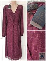 Fat Face Farah Dress Burgundy & Gold Wrap Style Size 10 Copper & Black New - 10 Regular