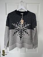 Fat Face Snowflake Jumper Christmas Size 10 Blue & Beige Wool Blend BNWT - 10 Regular