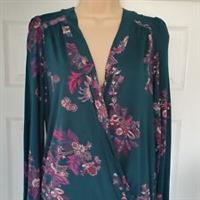 Fat Face Top Reese Imperial Top Green Floral Long Sleeve Size 12 Jersey Rrp £39 - 12 Regular