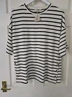 Fat Face Kiki Top Size 12 Stripe Button Detail On Sides New Cotton - 12 Regular