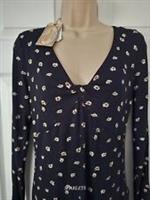 Fat Face Rhian Top Twist Size 8 Black Floral Jersey New With Tags Rrp £32.50 - 8 Regular