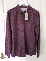 Fat Face Shirt Vine Print Burgundy Size Men's Medium Long Sleeves New With Tags - M Regular