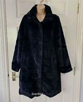 Fat Face Faye Coat Faux Fur Size 12 Navy Soft Feel Lined New With Tags Rrp £120 - 12 Regular