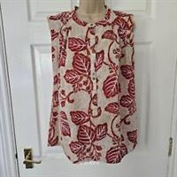 Fat Face Top Morgan Vine Top Size 12 Sleeveless Burnt Orange & Ivory - 12 Regular