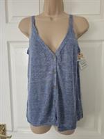 Fat Face Linen Top Size 10 Blue Lightweight Knit 100% Linen New With Tags - 10 Regular