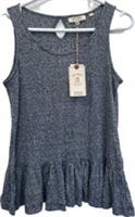 NEW Fat Face Navy Sigrid Stripe Peplum Sleeveless Top Size 10 Linen Blend Summer - 10 Regular