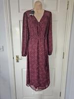 Fat Face Farah Dress Burgundy & Gold Wrap Style Size 10 Copper & Black New - 10 Regular
