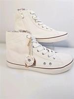 Fat Face Mae Trainers Size 41 UK 7 White Leather Lace & Zip High Top Faint Mark