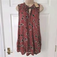 Fat Face Dina Top Pressed Flowers Pattern Size 10 Sleeveless Pockets New - 10 Regular