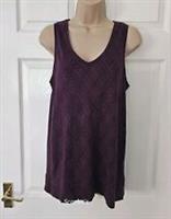 Fat Face Linen Top Size 10 Sleeveless Burgundy Fig Colour Summer Festival - 10 Regular